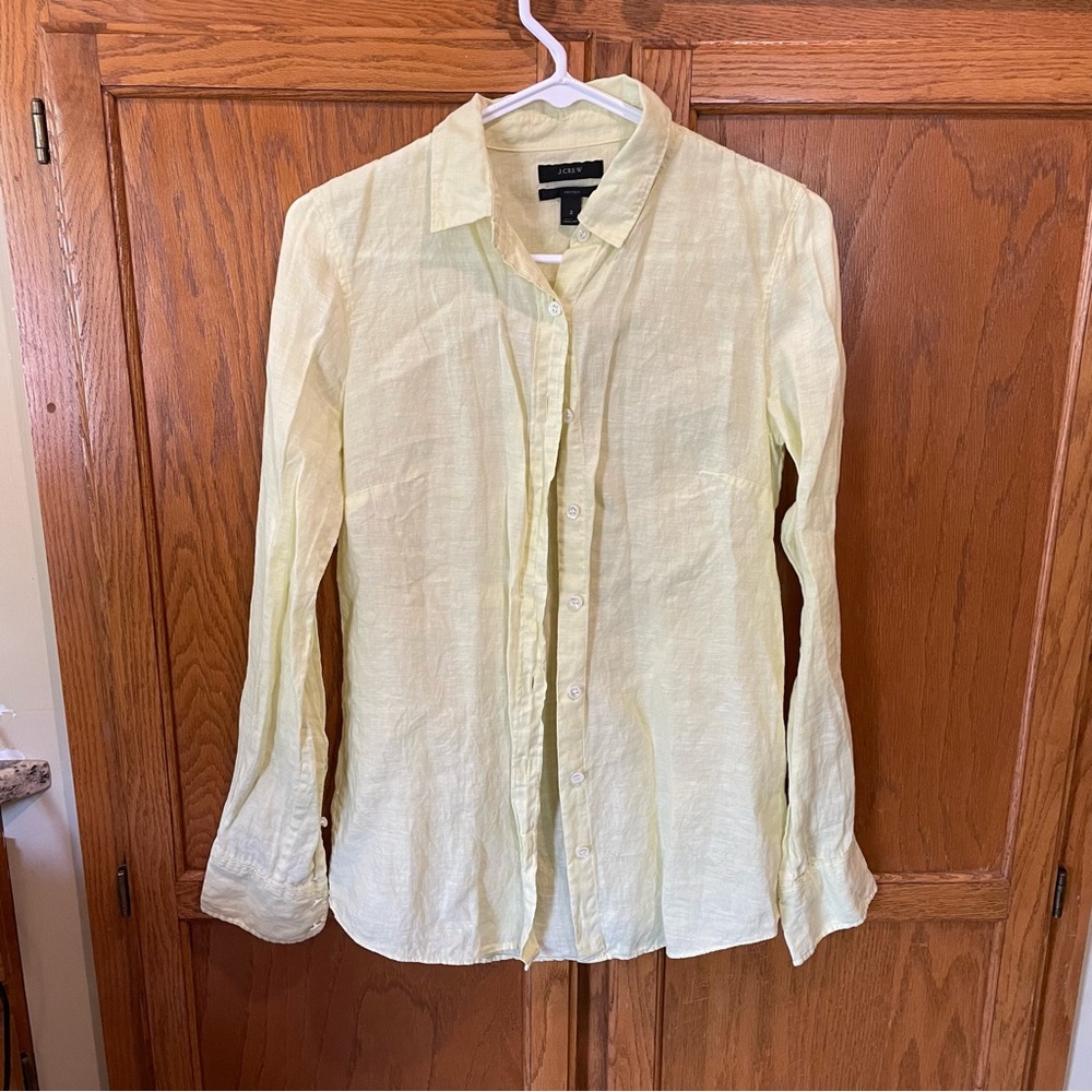 J Crew perfect long sleeve button up linen shirt